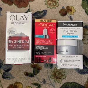 Trial size face creams/serums
